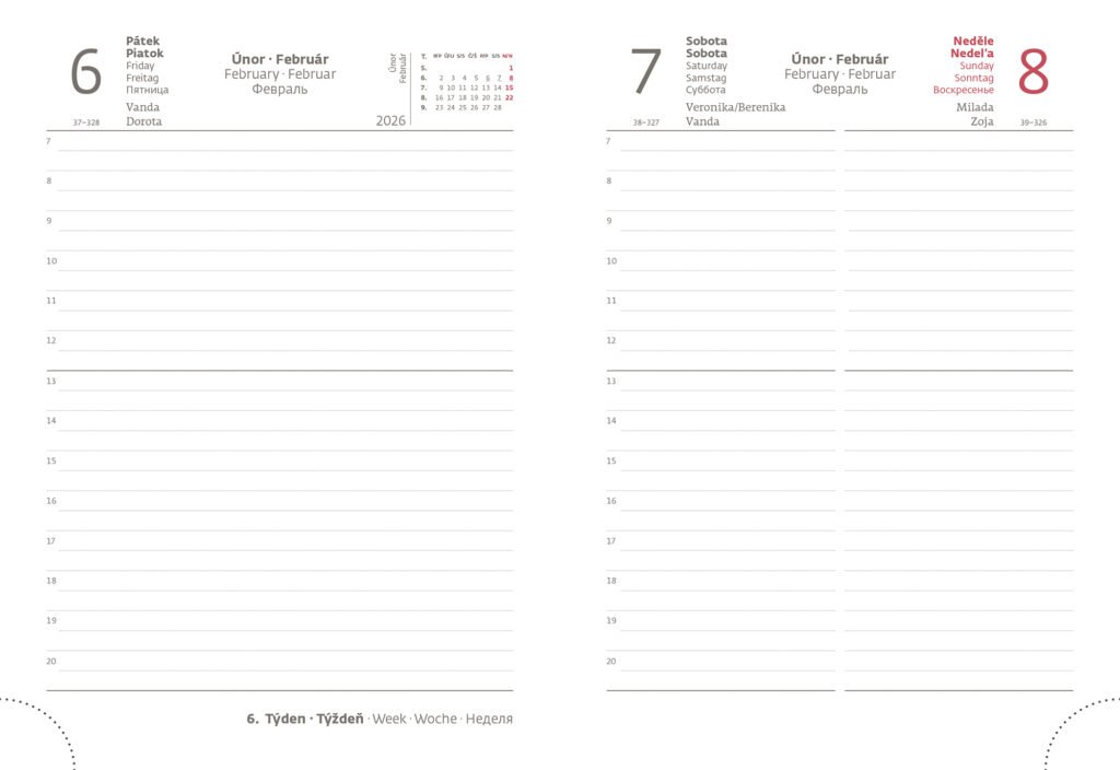 Diáře 2026, plánovací diáře - Denní diář B6 Print Pop oranžový