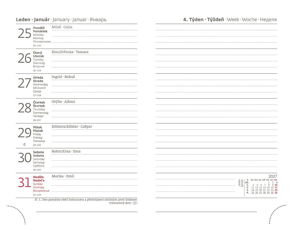 Diáře 2027, plánovací diáře - Kapesní diář A6 Print Pop světle zelený