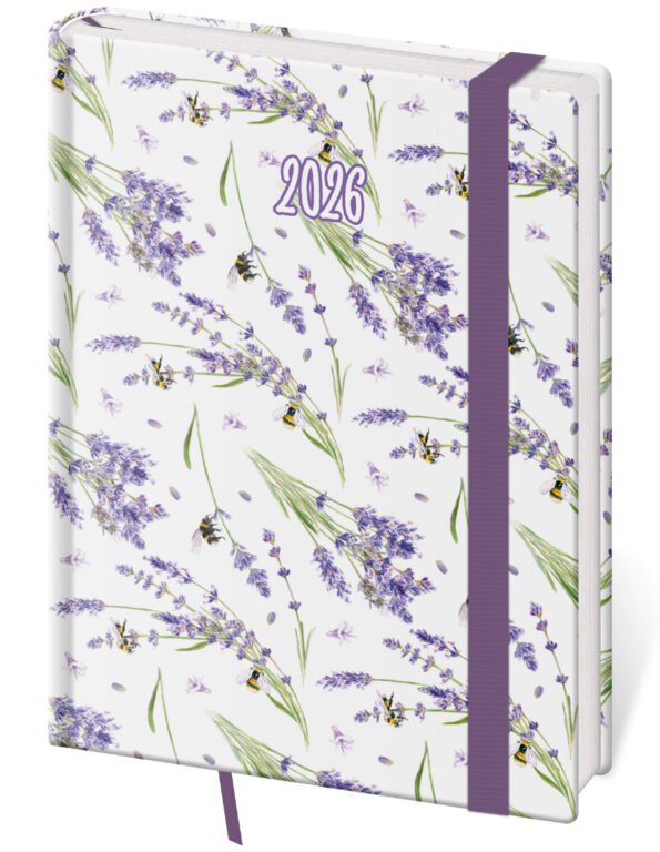 SOFT (ekologické desky) - Denní diář B6 Vario Lavender s gumičkou