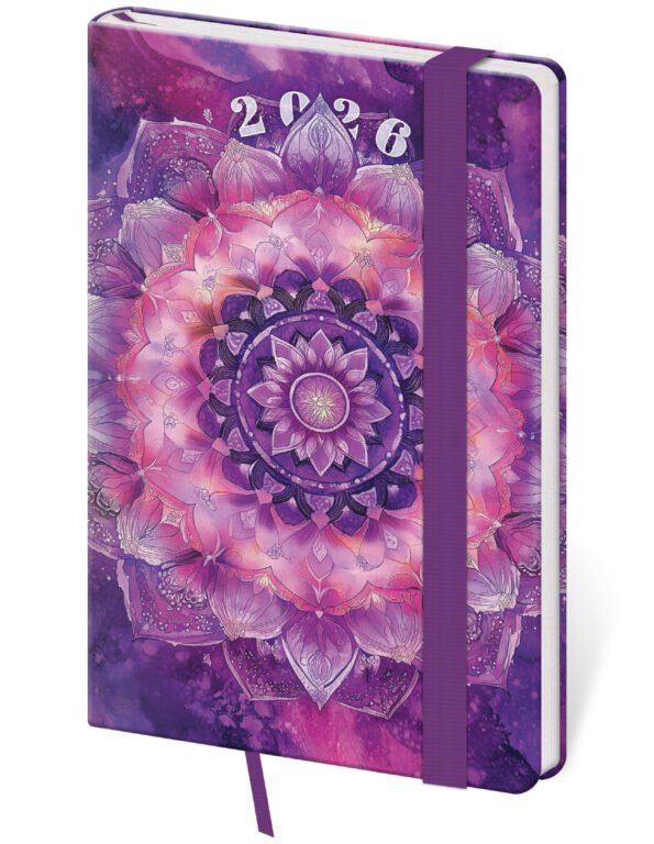 SOFT (ekologické desky) - Kapesní diář Vario Mandala s gumičkou