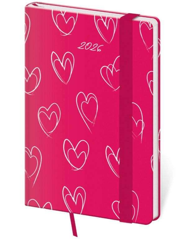 SOFT (ekologické desky) - Kapesní diář Vario Hearts s gumičkou