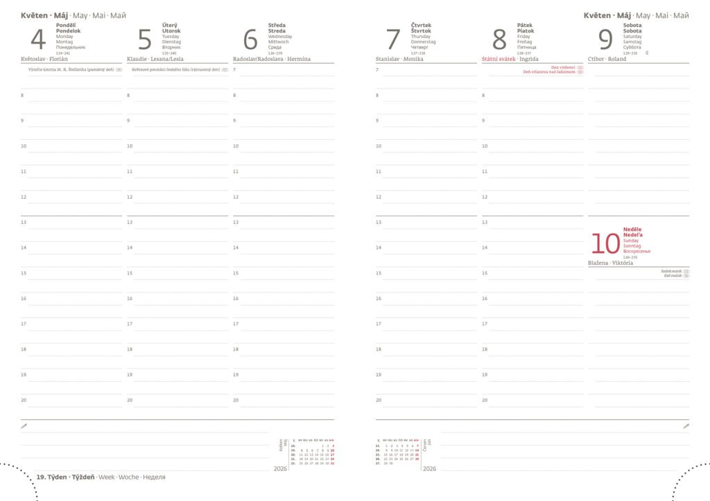 Diáře 2026, plánovací diáře - Týdenní diář B5 Print Classic černý