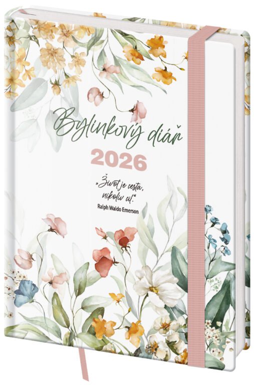 Týdenní diář B6 Bylinkový Flowers s gumičkou