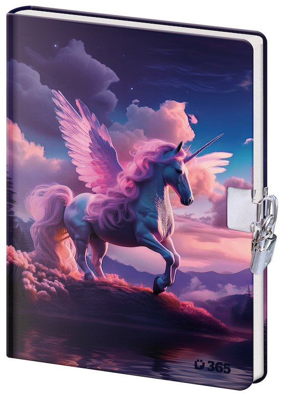 Zápisníky, poznámkové bloky, deníky a notesy - Památník 12,5 x 18 cm se zámkem - Unicorn