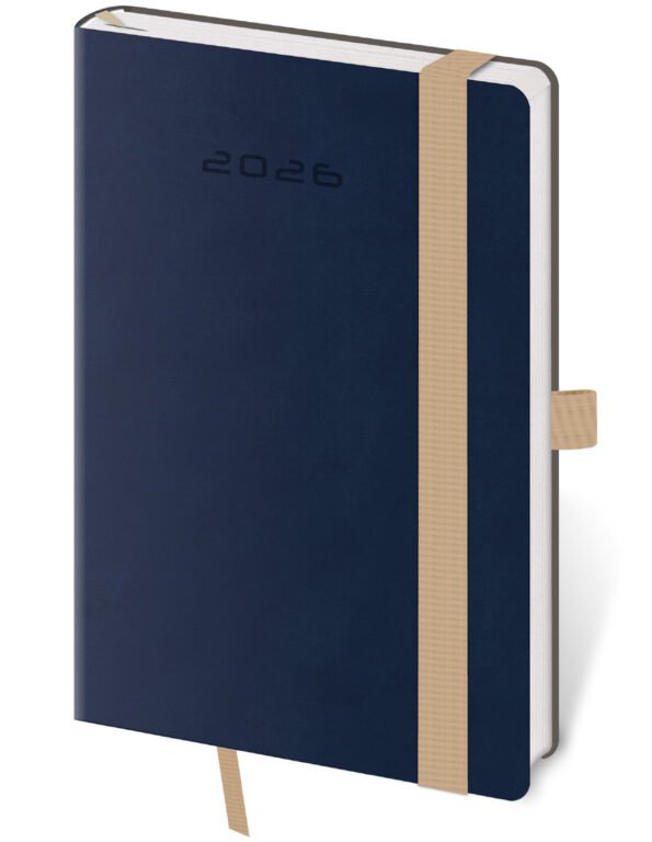 SOFT (ekologické desky) - Kapesní diář Flexies tmavě modrý s poutkem