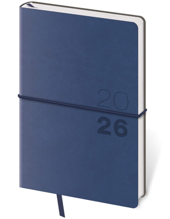 SOFT (ekologické desky) - Kapesní diář Flexio tmavě modrý s gumičkou