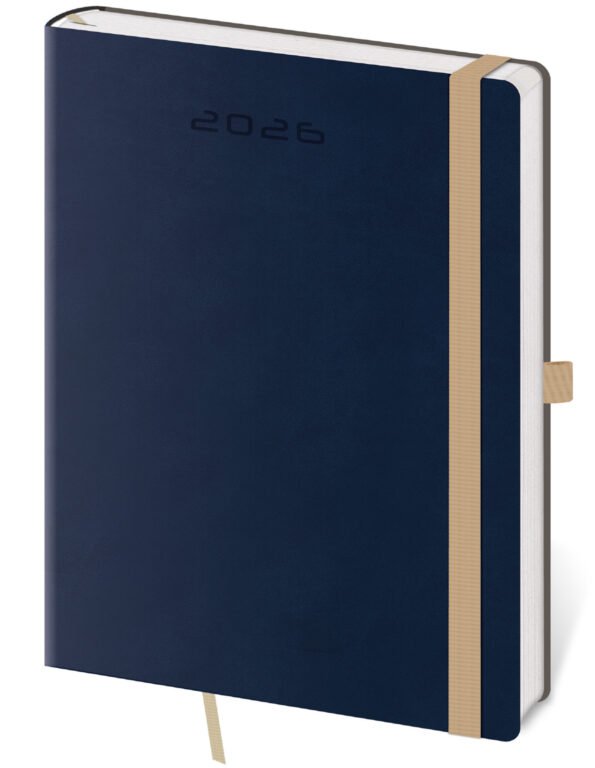 SOFT (ekologické desky) - Týdenní diář B6 Flexies tmavě modrý s poutkem