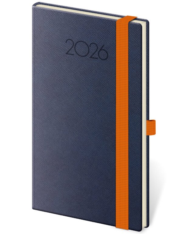 Diáře 2026, plánovací diáře - Kapesní diář New Praga modrý s gumičkou