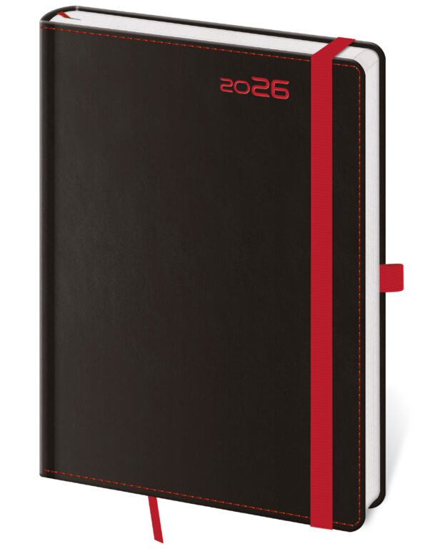 Diáře 2026, plánovací diáře - Týdenní diář B6 Black Red s poutkem