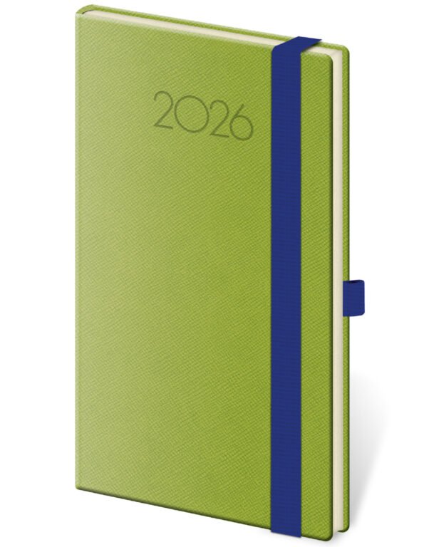 Kapesní diář New Praga zelený s gumičkou