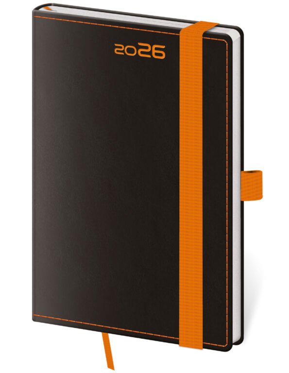 Kapesní diář Black Orange s poutkem
