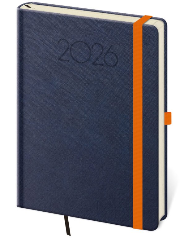 SOFT (ekologické desky) - Denní diář A5 New Praga modrý s gumičkou