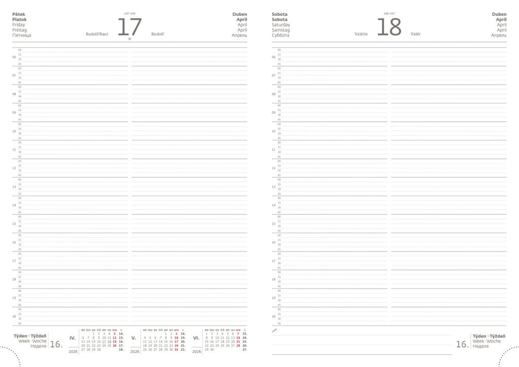 Diáře 2026, plánovací diáře - Denní diář A4 Print Classic angl. červený