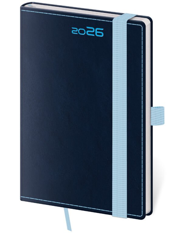 Diáře 2026, plánovací diáře - Kapesní diář Double Blue s poutkem