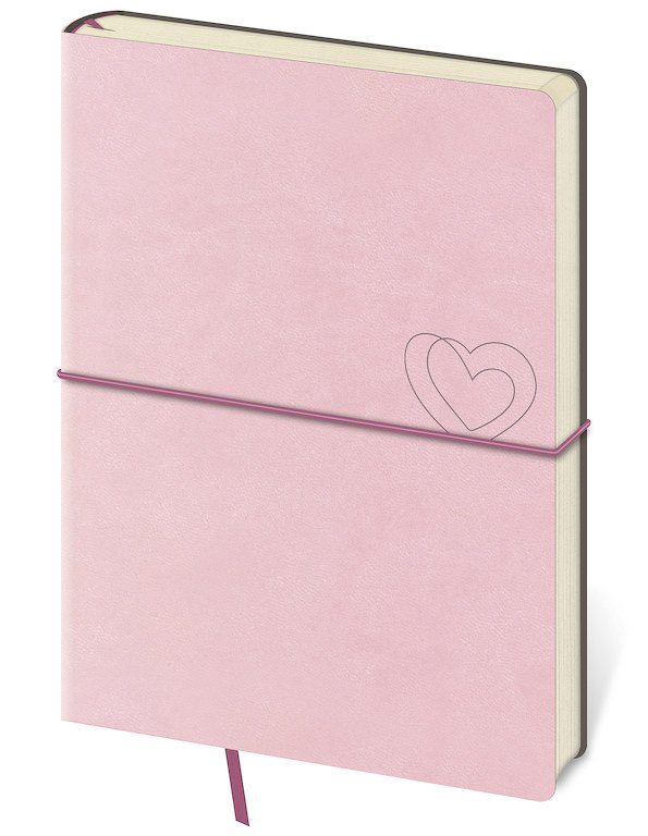 Zápisníky s gumičkou - Linkovaný zápisník Flexio L Light Rose