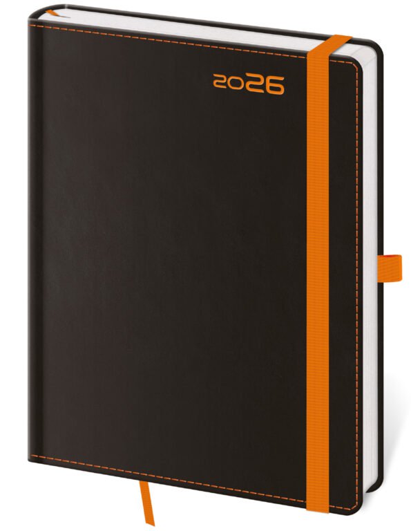 SOFT (ekologické desky) - Denní diář A5 Black Orange s poutkem
