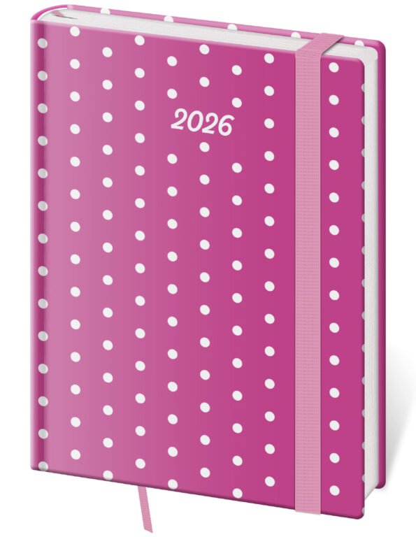 SOFT (ekologické desky) - Denní diář B6 Vario Pink s gumičkou