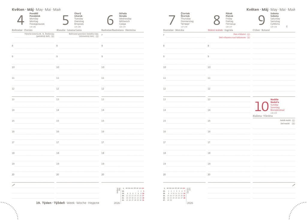 Diáře 2026, plánovací diáře - Týdenní diář A5 Gommato červený