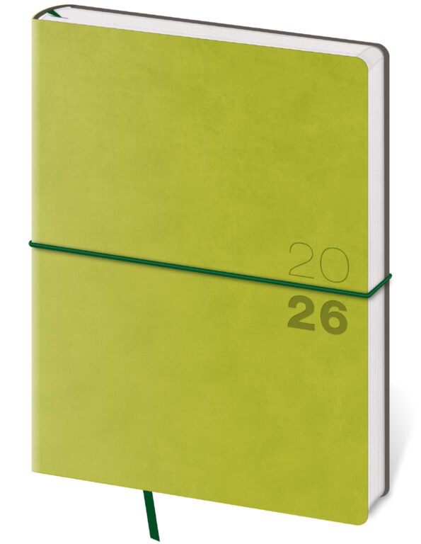 SOFT (ekologické desky) - Týdenní diář B6 Flexio zelený s gumičkou
