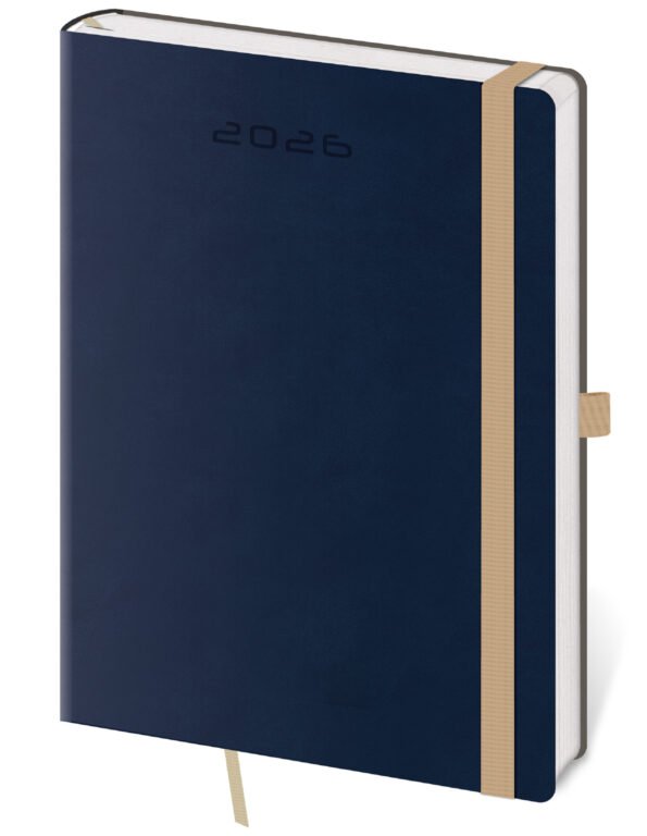 SOFT (ekologické desky) - Denní diář A5 Flexies tmavě modrý s poutkem