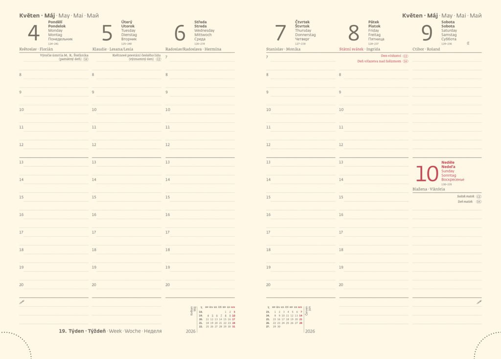 NEW PRAGA (nepravidelná struktura) - Týdenní diář A5 New Praga černý s gumičkou