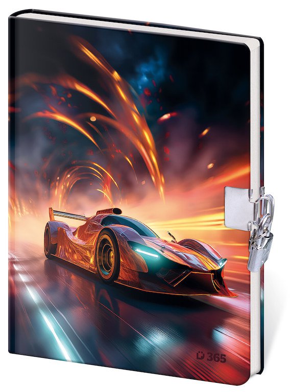 Zápisníky s gumičkou - Památník 12,5 x 18 cm se zámkem - Sports Car