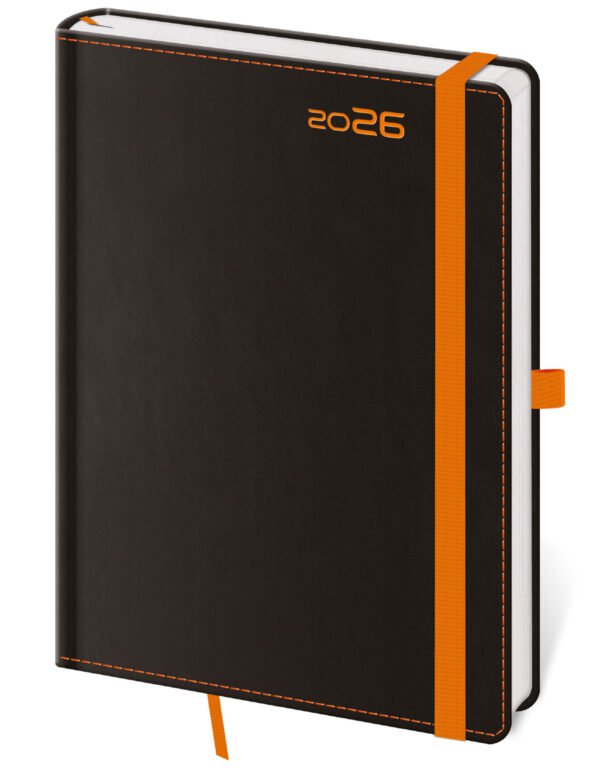 Týdenní diář B6 Black Orange s poutkem