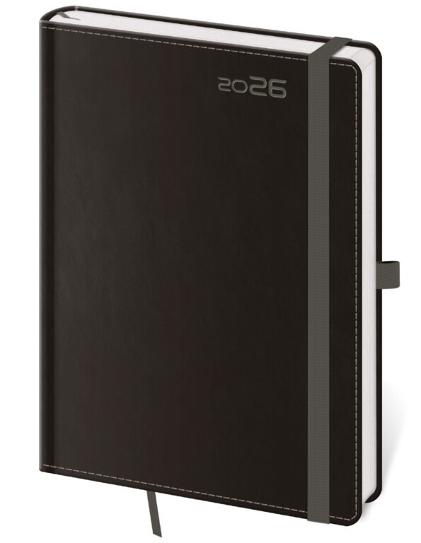 SOFT (ekologické desky) - Týdenní diář B6 Double Black s poutkem