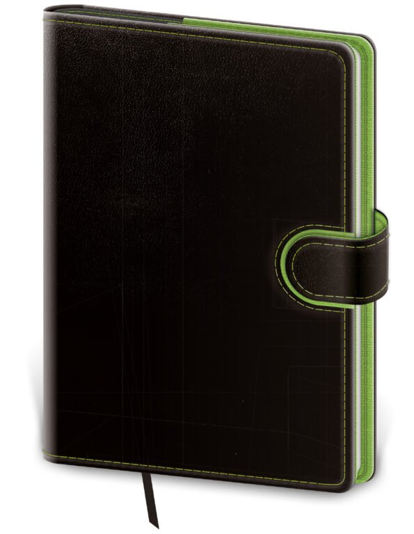 SOFT (ekologické desky) - Denní diář A5 Flip černo/zelený
