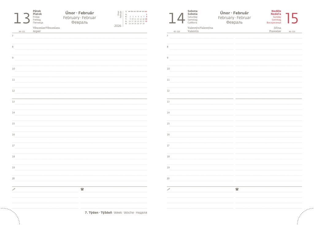 Diáře 2026, plánovací diáře - Náhradní náplň pro koženkové desky Flip A5/L denní