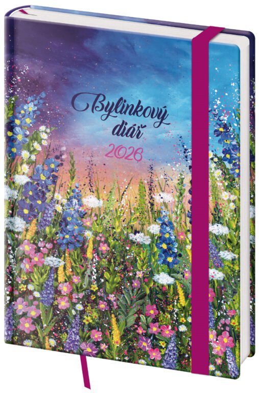 SOFT (ekologické desky) - Týdenní diář B6 Bylinkový Meadow s gumičkou