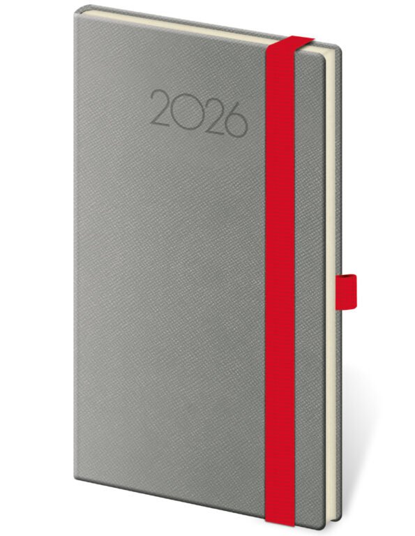 SOFT (ekologické desky) - Kapesní diář New Praga tmavě šedý s gumičkou