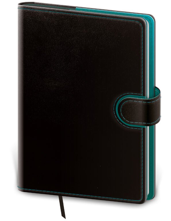 SOFT (ekologické desky) - Denní diář A5 Flip černo/petrolejový