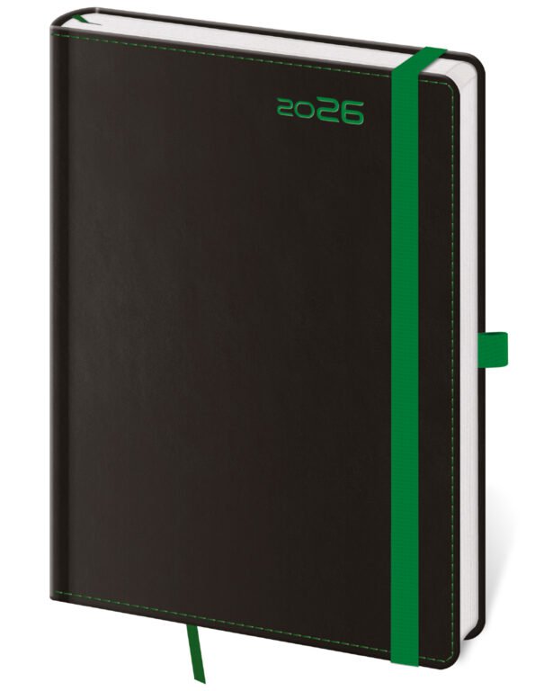 SOFT (ekologické desky) - Týdenní diář B6 Black Green s poutkem