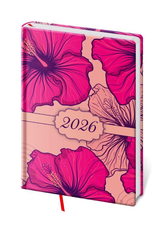 SOFT (ekologické desky) - Týdenní diář A5 Vario Lyra Hibiscus