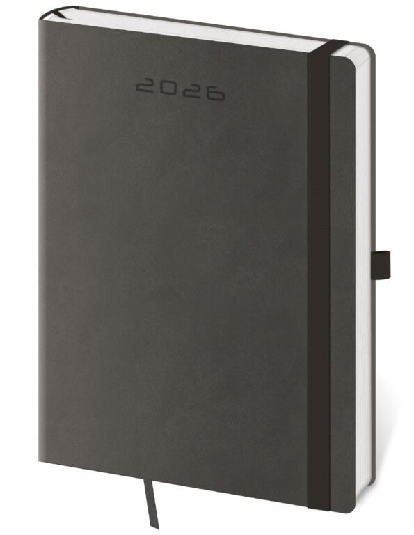 SOFT (ekologické desky) - Týdenní diář A5 Flexies tmavě šedý s poutkem