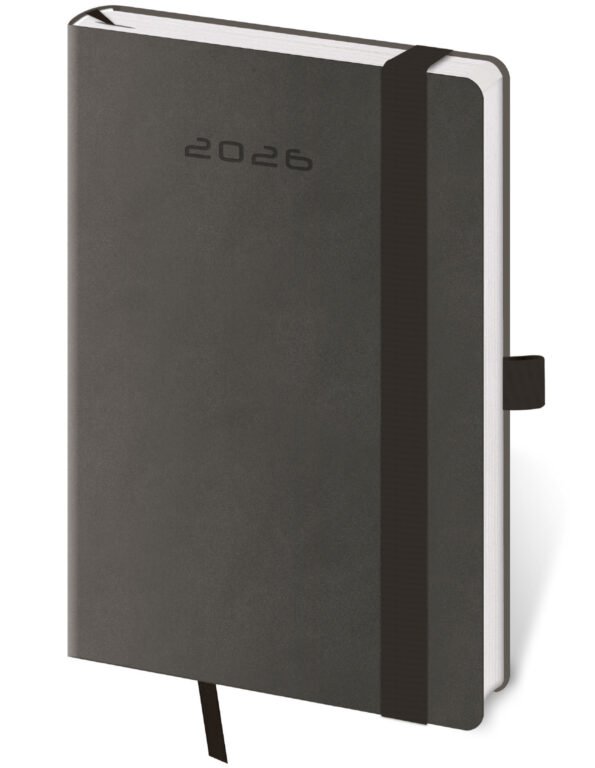 SOFT (ekologické desky) - Kapesní diář Flexies tmavě šedý s poutkem