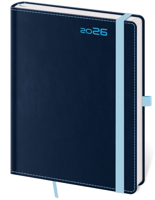 SOFT (ekologické desky) - Týdenní diář A5 Double Blue s poutkem