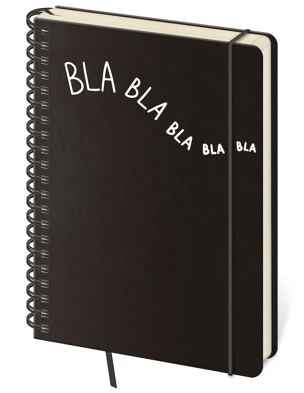 Linkovaný zápisník Twin L černý Bla bla