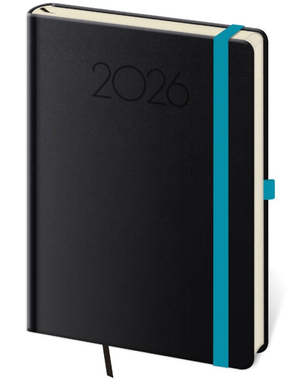 SOFT (ekologické desky) - Denní diář A5 New Praga černý s gumičkou