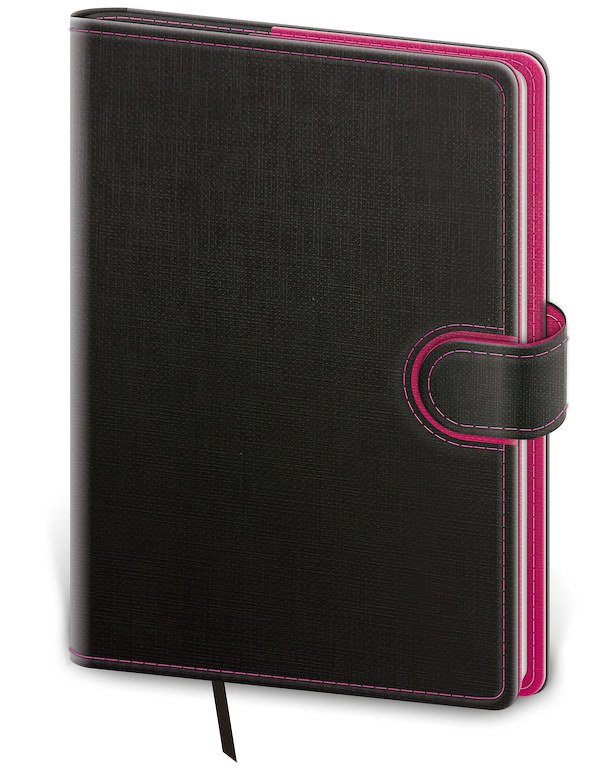 Zápisníky s gumičkou - Linkovaný zápisník Flip L antracit/magenta