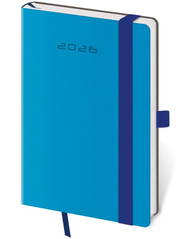 SOFT (ekologické desky) - Kapesní diář Flexies modrý s poutkem