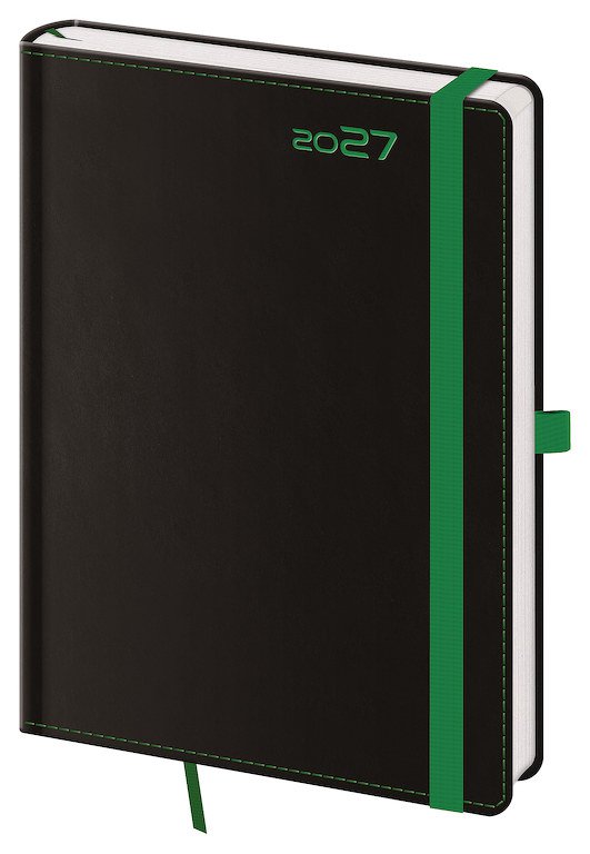 Denní diář A5 Black Green s poutkem