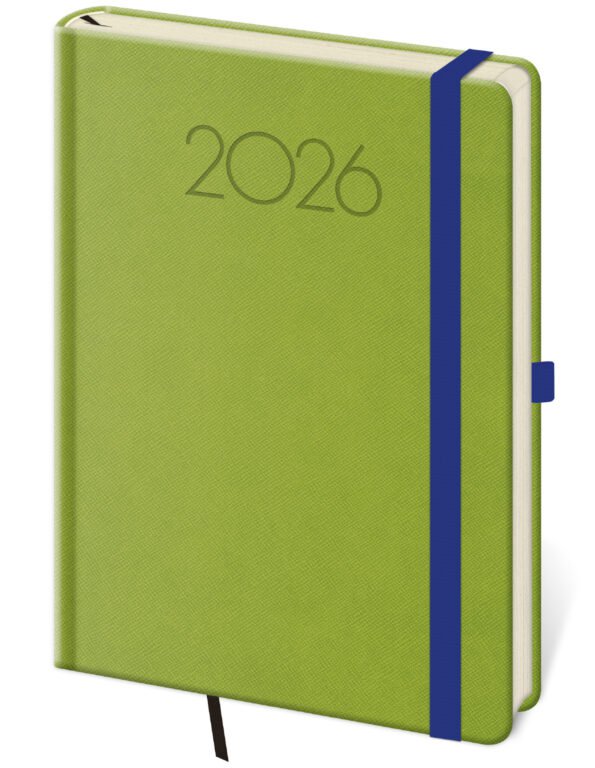 SOFT (ekologické desky) - Týdenní diář A5 New Praga zelený s gumičkou