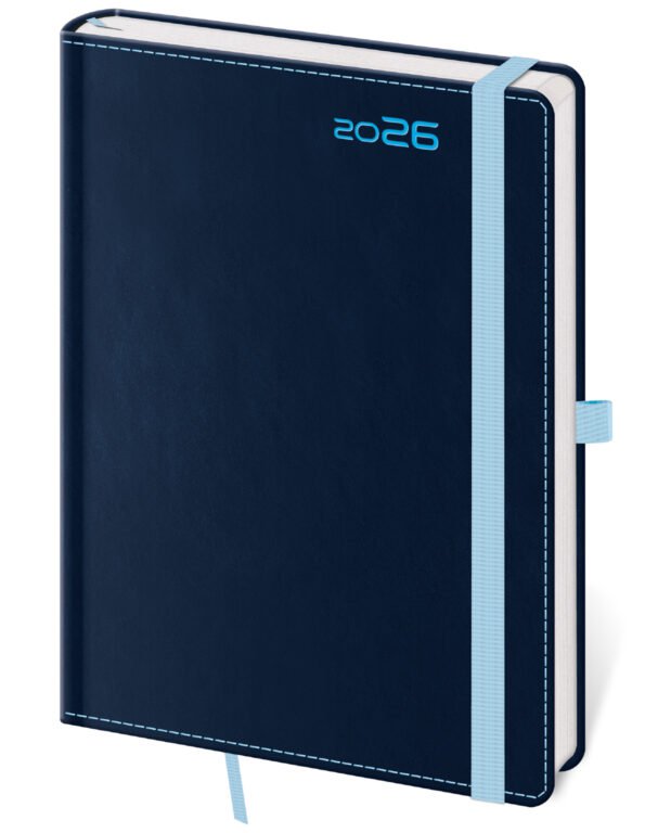Týdenní diář B6 Double Blue s poutkem
