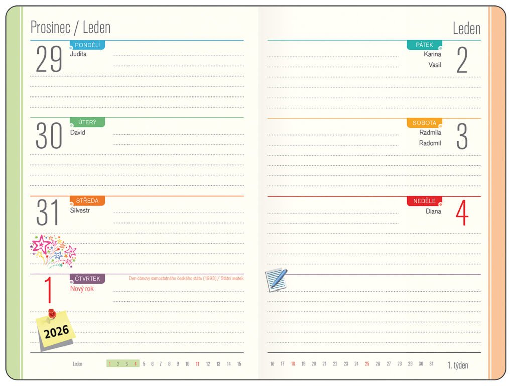 ŚKOLNÍ / STUDENTSKÝ DIÁŘ - Školní diář STUDENT Skate 2025/26 - české kalendárium