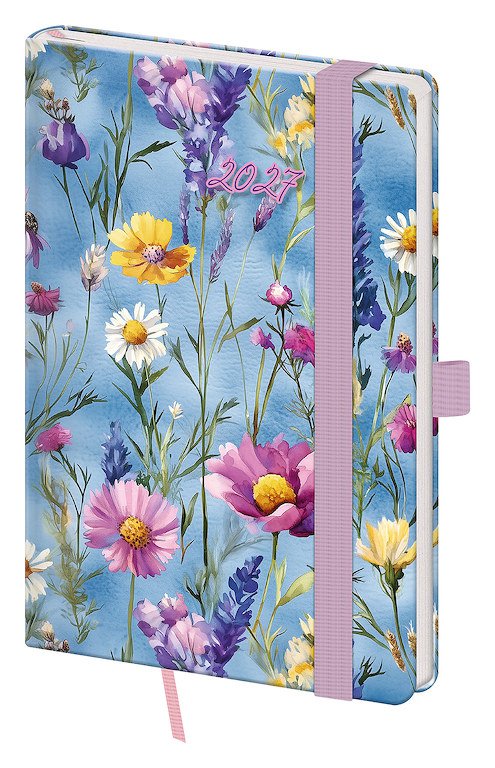 Kapesní diář A6 Vario Wildflowers s gumičkou