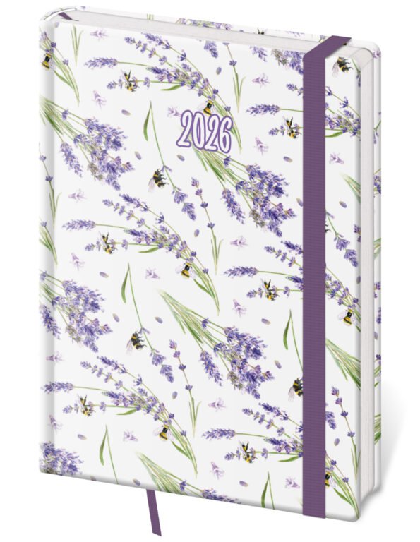 SOFT (ekologické desky) - Denní diář A5 Vario Lavender s gumičkou